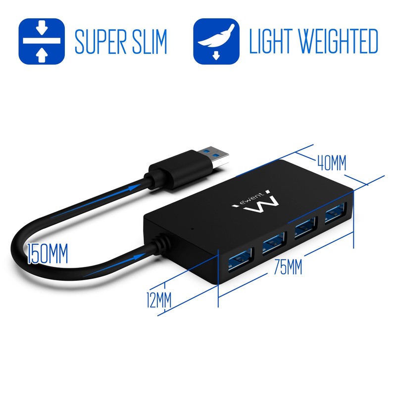 HUB USB EWENT 4 PUERTOS/ USB 3.1 GEN 1 #3012