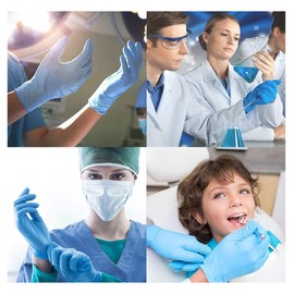 Basic Medical Synmax Vinyl Exam Gloves - Latex-Free & Powder-Free - Large, BMPF-3003(Case of 1,000) Blue