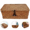 Gatuida Rectangular Wicker Baskets with Lids, Seagrass Storage Baskets with