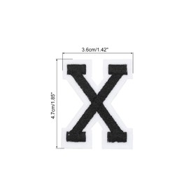 QUARKZMAN Letters x Patches Black Ironing Letters x Patch Sewing Embroidered Appliques 4.7 cm/1.85 Inch Hot Glue for Clothing Repair Backpack Jeans Pack of 9