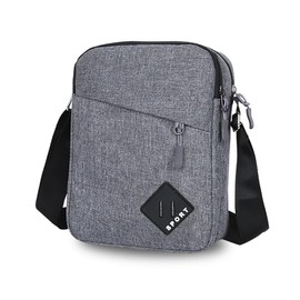 Geebymol Mens Shoulder Bag Nylon and Oxford Crossbody Bag, Messenger Bag with Zipper and Adjustable Strap, Mens Gifts for Fathers Day (Grey)
