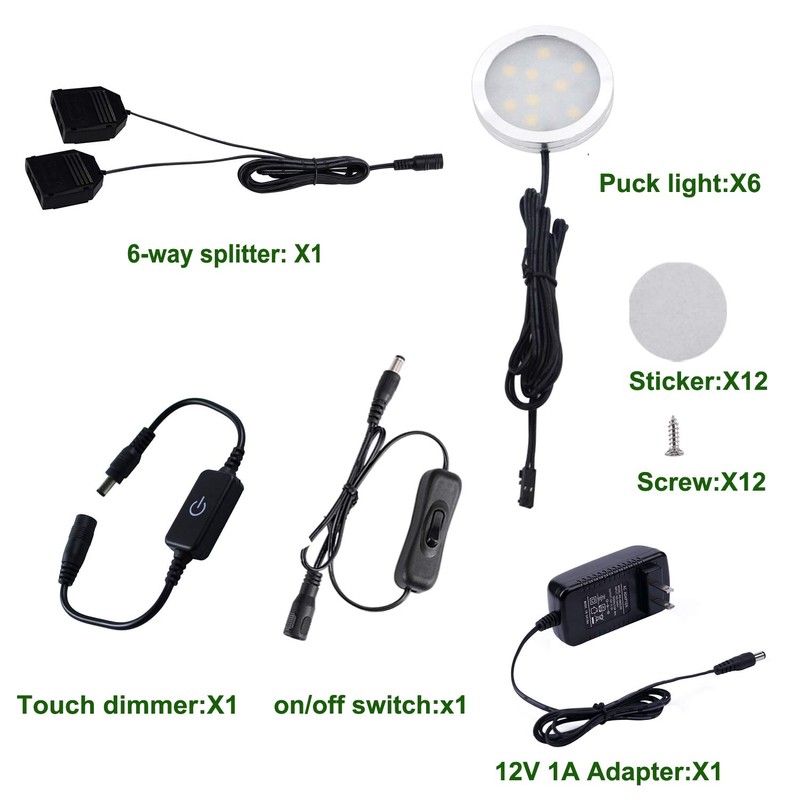 AIBOO Under Cabinet LED Puck Lights Kit with Touching Switch