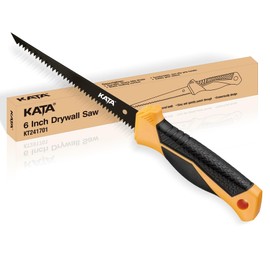 KATA Handsaw Drywall Saw: 6" Sharp 8-TPI SK5 Blade Keyhole Job Saw for Cutting Plywood Cardboard Wood Plastic - Sheetrock Wallboard Drywall Knife with Soft-grip Handle - Faster Pumpkin Carving Tools