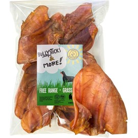 BULLYSTICKS & MORE Pig Ears for Dogs - Large Whole Ears (16 Count) - Dehydrated Pork Ear Dog Chews - No Hide - Animal Ear Bones for Dogs - Long Lasting Dog Chews