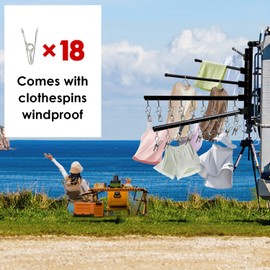 Fistihon Upgrade RV Clothes Drying Rack, five 15.3" Long Rack Arms with 18 Clips, Aluminum, 304 Stainless Steel Accessories for Ladder, Boats, RV, Camper, Trailer, Travel, Hotel, Home