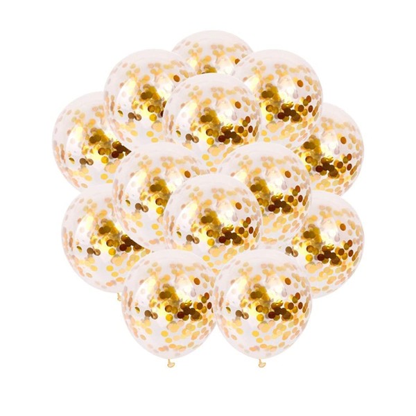 HappyHome 20pcs Confetti Balloons Translucent Glitter Latex Balloons (Gold)