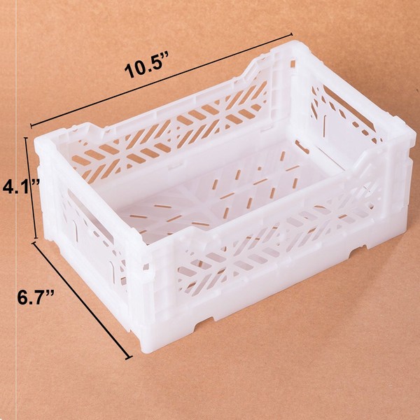 AY-KASA Collapsible Storage Bin Container Basket Tote, Folding Basket Crate Container : Storage, Kitchen, Houseware Utility Basket Tote Crate Mini-Box (White)