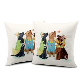 Kwlegh Spring Dog Pillow Covers 18x18 Set of 2 Cute Animals Decorative Cushion Cases Summer Blossom Floral Throw Pillow Covers Spring Home Decor for Couch Bed Holiday