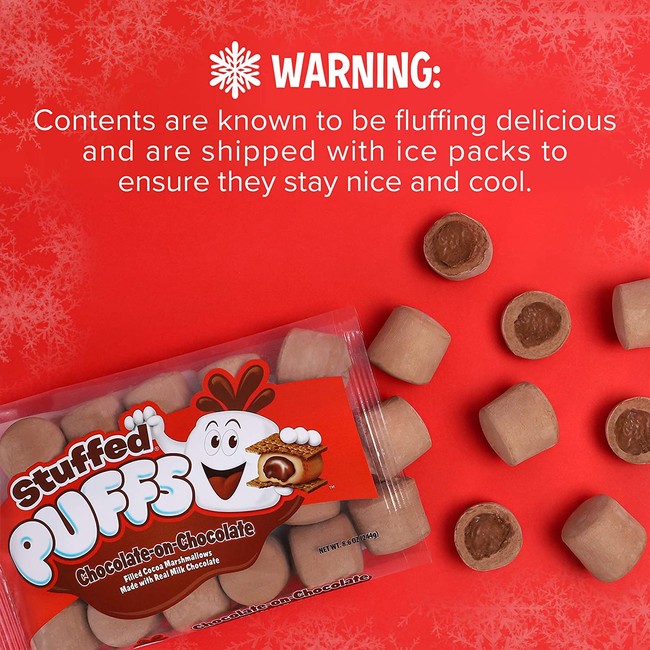 Stuffed Puffs - Chocolate-on-Chocolate 3 Pack, Chocolate Filled Cocoa Marshmallows Made with Real Chocolate, Perfect for S’mores and Snacking, 3 Bags (8.6oz each)