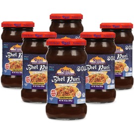 Rani Bhel Puri Concentrate (Sweet & Spicy Sauce) 10.5oz (300g) Glass Jar, Ready to Eat, Pack of 5+1 FREE ~ Vegan | Gluten Free | NON-GMO | Kosher | No Colors | Indian Origin
