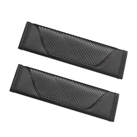 Zikefest 2PCS Car Seat Belt Cover, Leather Car Seat Belt Cover Pad, Soft Carbon Fiber Seatbelt Shoulder Protection Pads, Protect Your Neck and Shoulder, Universal for Auto, SUV, Truck (Black)
