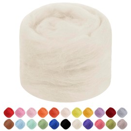 JeogYong Needle Felting Wool, 1.76oz Wool Roving Chunky Wool Yarn, Cream White Wool Roving Yarn for Needle Felting, Wet Felting, Felting Projects, DIY Crafts