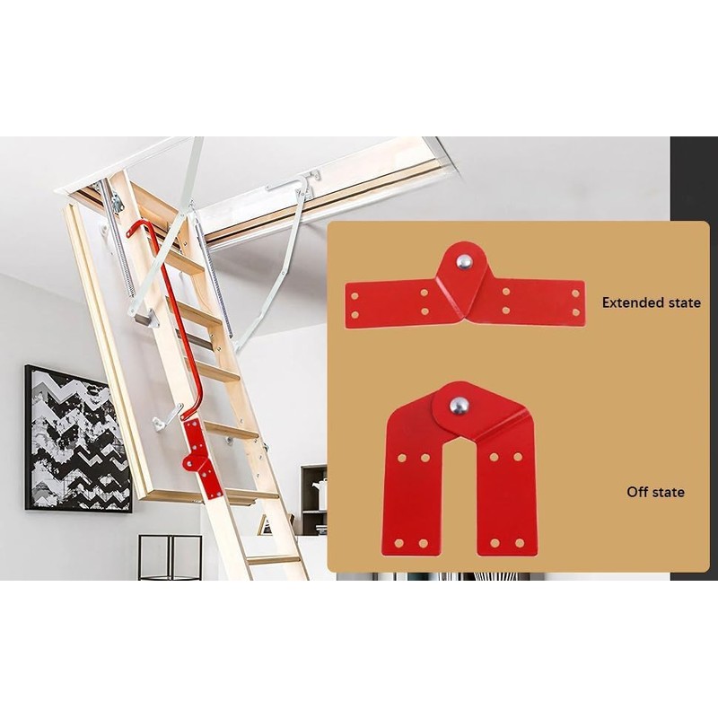 QIXIN 4Pcs Attic Ladder Hinge Herringbone Ladder Tie Rod Attic