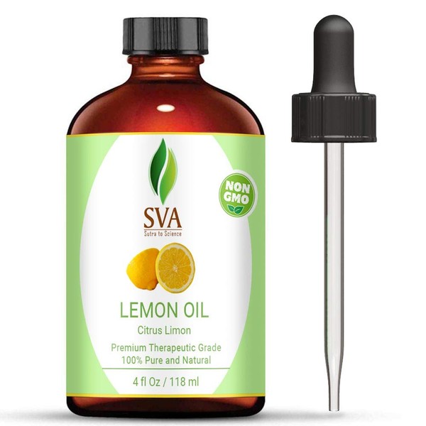 SVA ORGANICS 100% Pure Cold Pressed Lemon Oil 4 OZ (118 ML) Virgin/UNREFINED