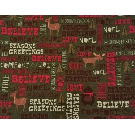 Jo-Ann 1 Yard Seasons Greetings 100% Cotton Snuggle Flannel Fabric BTY Holiday