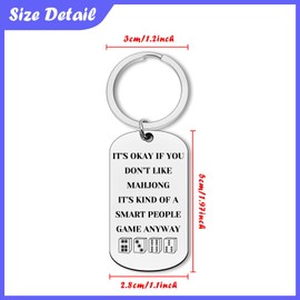 Dabihu Funny Mahjong Gift Keychain Mahjongs Lover Jewelry Keyring for Mahjong Player Mahjongs Themed Gifts for Women Men Christmas Birthday Gifts