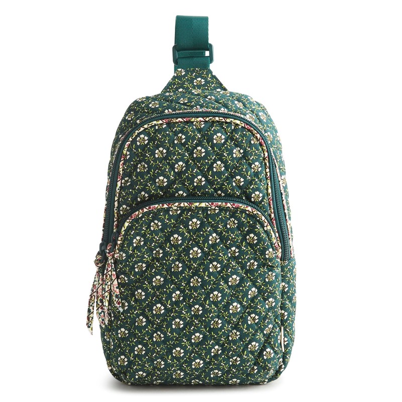 Vera Bradley Women's Premium Cotton Lorman Sling Backpack Bag, Mistletoe