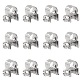 Glarks 12Pack 7-9mm Stainless Steel Mini Fuel Injection Hose Clamps Adjustable Pipe Hose Clip Tube Clamps Set (9/32''-11/32'' Dia)
