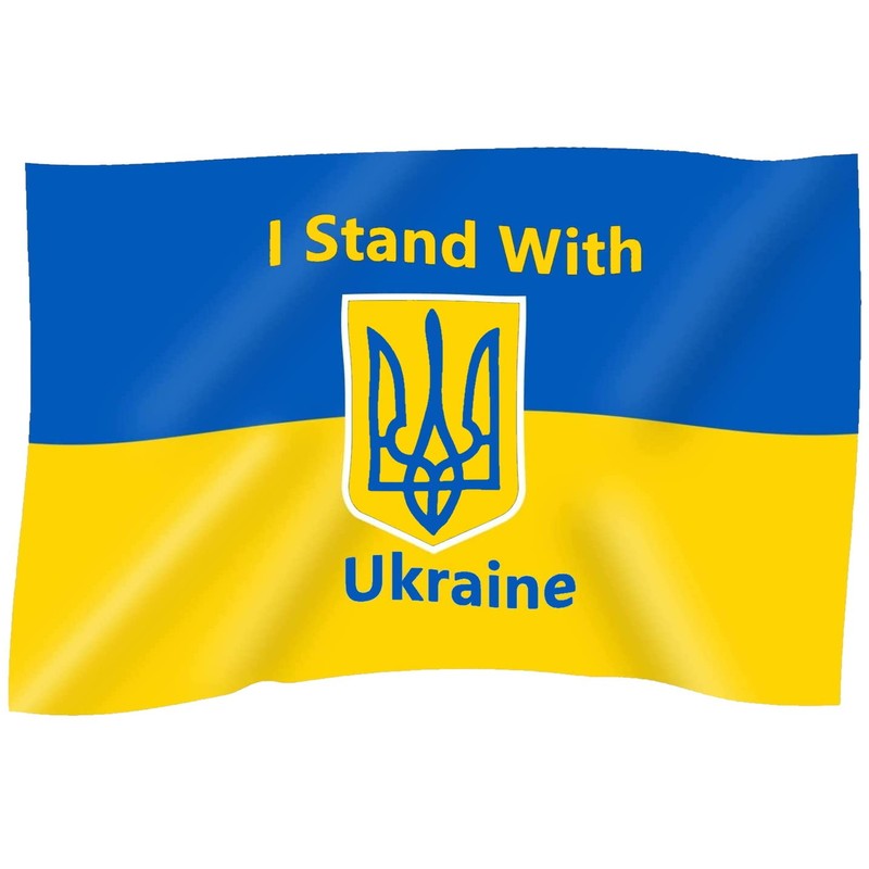 I Stand with Ukraine Flag and Coat UA Sticker Laptop