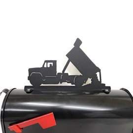 Farm and Ranch Metal Mailbox Topper (Dump Truck, Matte Black)