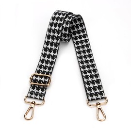 Correas para cartera, correa de repuesto para monederos, correas anchas ajustables para hombro para mujer, Pata de gallo con hebilla dorada negra, 1.5 inches x 30 inches