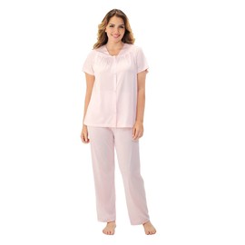 Exquisite Form Women's Plus Size Coloratura Sleepwear Short Sleeve Pajama Set 90807, Pink Champagne, X-Large