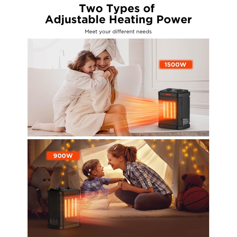 1500W Space Heater for Indoor Use, PTC Ceramic Heater with