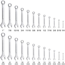 24-Piece All-Purpose Master Combination Wrench Set with Roll-up Pouch | SAE 1/4” to 1”, Metric 8mm to 24mm | Perfect for General Household, Garage, Auto Repairs, Car, Truck, Boat, and Travel Emergency