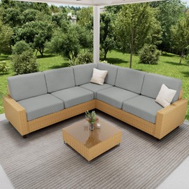 hyha Waterproof Couch Cushion Covers for Pets, Non Slip Sofa Seat Cover for Dogs Washable, Soft Thick Stretch Jacquard Fabric, Sofa Slipcovers with Elastic Bottom (1 Chaise+3 Seater, Light Grey)