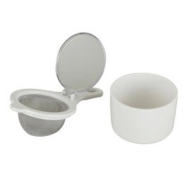 Kai KAI KITCHEN DH8064 Tea Strainer Saucer Set, One-Touch Lid, Dishwasher Safe, Made in Japan