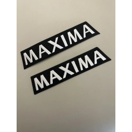 Set Of Two (2) Maxima Embroidered Patch 1.25”x6” Silver On Black Nissan