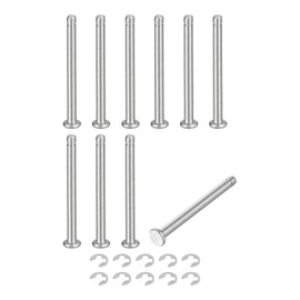 uxcell 10Set M3x35mm 304 Stainless Steel Cylindrical Shaft Snap Ring Locating Pin, Flat Head Grooved Hinge Cylinder Position Pin with E Clip Retaining Ring, Silver