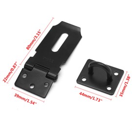 Bonsicoky Hasp Lock Door Hasp, 3 Inch 304 Stainless Steel Safety Padlock Clasp Hasp Latch Lock, Black (2 Pack)