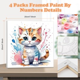 NAIMOER Animals Paint by Numbers, 4Pack Framed Paint by Numbers Canvas for Kids Adults, Kids' Paint by Number Kits, DIY Acrylic Animals Oil Painting with All Tools Nylon Hook & Loop