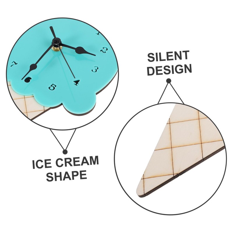 Hohopeti Cute Ice Cream Shaped Cartoon Wall Clock for Kids