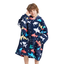 Fiosnow Shark Blanket Hoodies for Kids 6-13YR Oversize Wearable Blanket Hoodies for Boys Girls Teens