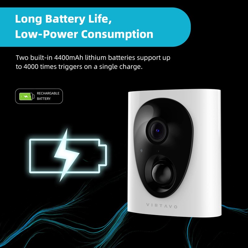 virtavo Security Cameras Wireless Outdoor, Battery Powered Starlight Color Night