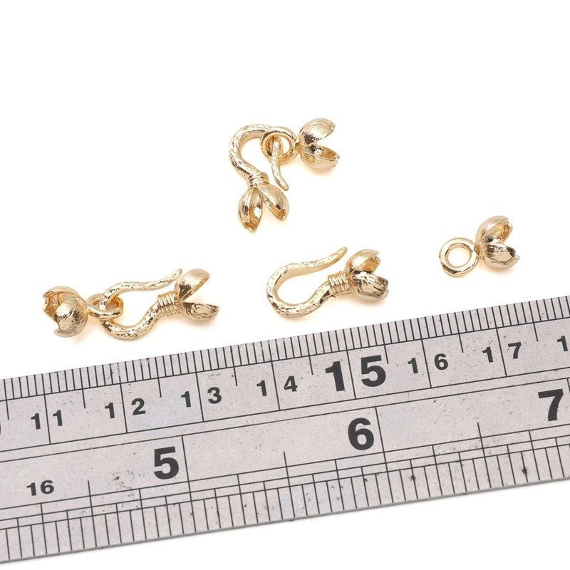 18K Real Gold Plated Non-Tarnish Hook End Clasp 8x24mm with