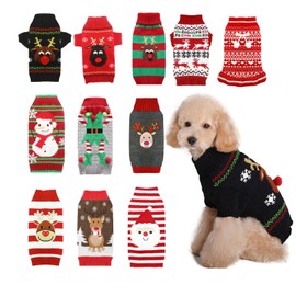 AXIIJGL Reindeer Cat Christmas Sweater with Leash Hole - Soft Dog Clothes Outfit for Dachshund, French Bulldog Winter Clothes