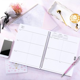 2024 Planner - January 2024 - December 2024, Planner 2024, 8" x 10", 2024 Weekly and Monthly Planner with Marked Tabs, Hardcover with Thick Paper + Contacts + Calendar + Holidays, Twin-Wire Binding - Pink Marble