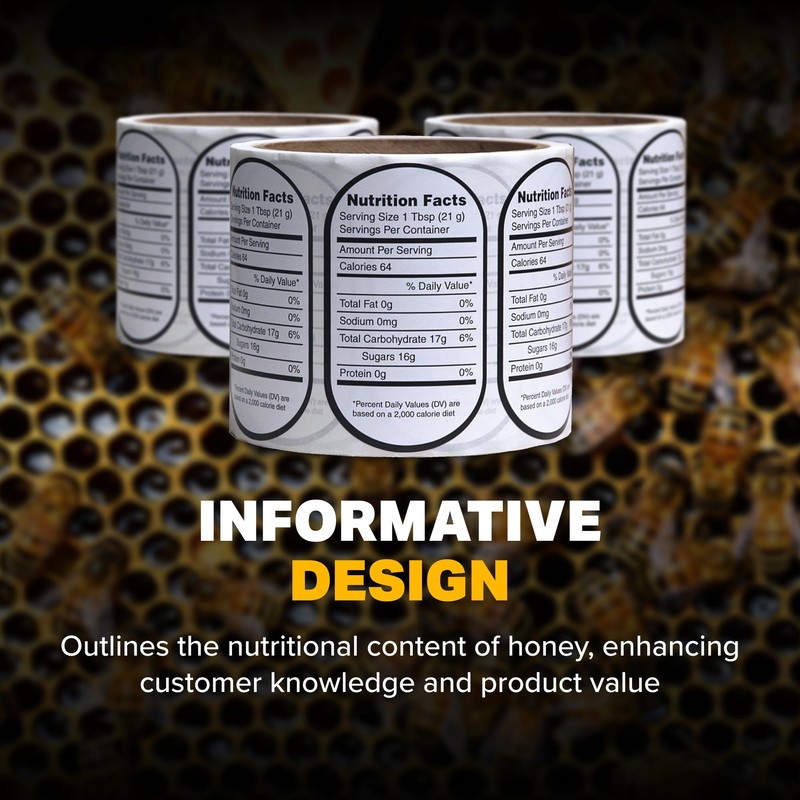 Mann Lake Nutrition Honey Labels, Self-Adhesive, Easy-to-Apply, Boost Honey Sales,