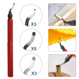 VASTOOLS Deburrer, hand deburring tool for plastic, metal, stainless steel, steel, copper, aluminium and 3D printing, 11 different blades for different holes, round holes, inner edges