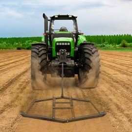 GarveeLife 60 Inch Driveway Drag Grader Pull Behind Driveway Grader Adjustable Bolts & 2 Reinforcement Bars, Yard Lawn Drag Harrow with Pin-Style Hitch, Garden Lawn Tractor for ATV, UTV