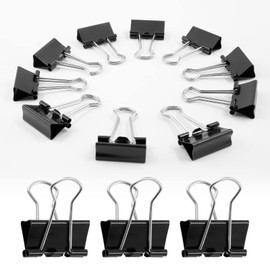 Qjaiune 40 Pack Extra Small Binder Clips Black Paper Clips, 5/8 Inch / 15mm Micro Binder Clips Metal Paper Clamps Office Clips School Supplies, Tiny Binder Clips for Teachers Office School Home