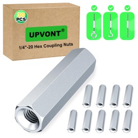 UPVONT Hex Coupling Nuts, Rod Coupling Nuts 1/4"-20 UNC, 1-3/4" Length (30 PCS), Ideal for Threaded Rods & Studs, 1.75-Inch Length with Zinc Plating (30 PCS)