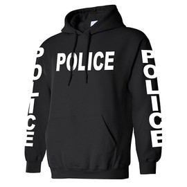 POLICE - sheriff deputy cop law enforcement blue - Fleece Pullover Hoodie (Medium, Black)