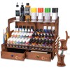 OPHIR Wooden Paint Organizer for 104 Bottles with 2 Brush