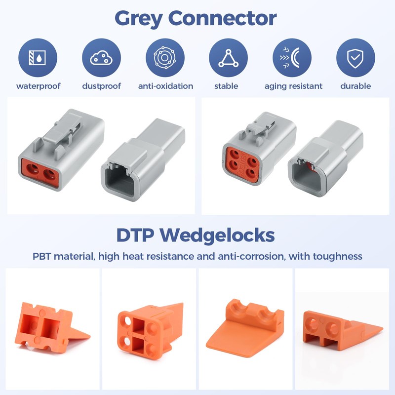 48 PCS Deutsch DTP Connector Kit 4 Pin Automotive Waterproof