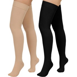 Totexil Totexil 2 Pairs Compression Stockings for Women & Men,20-30mmHg Thigh High Compression Socks,Closed Toe Medical Compression Socks with Silicone Dot Band-Best Support for Nursing Sports Varicose Veins