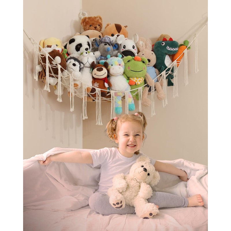 iKeelo Teddy Hammocks, Corner Toy Storage Net for Stuffed Animals,